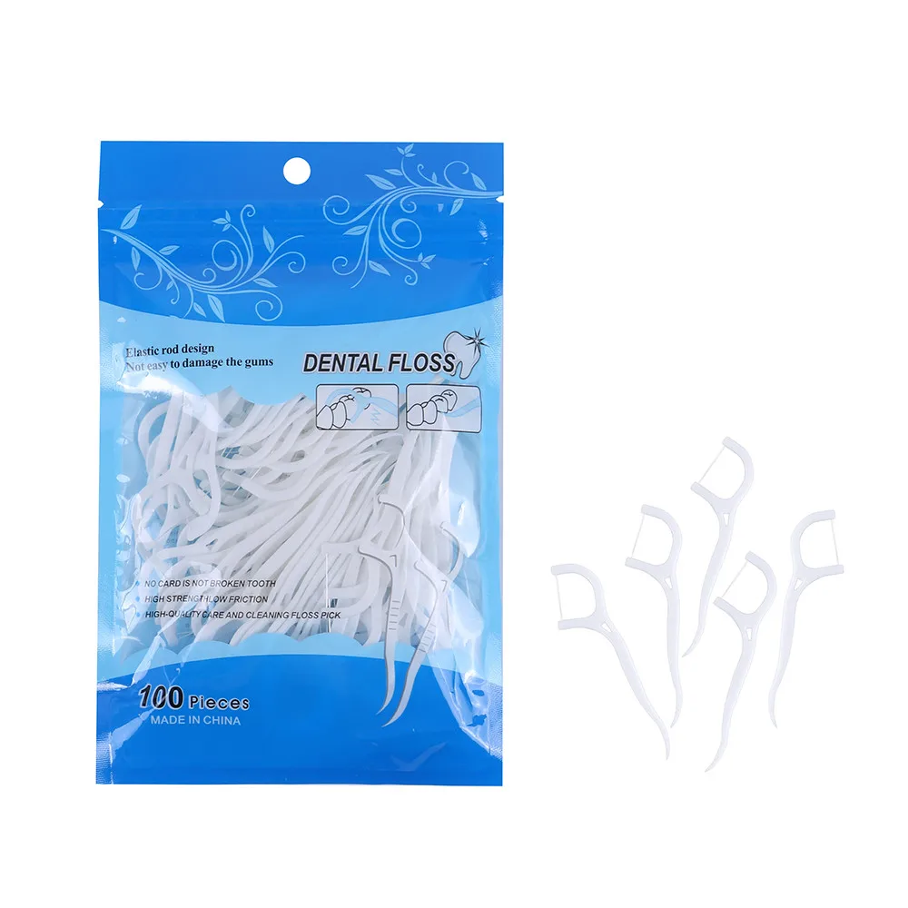 
HOT 100pcs/bag Dental Flosser Picks Teeth Stick Tooth Clean Oral cleaning Care Disposable floss thread Toothpicks 