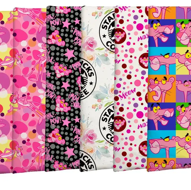 The Factory Outlet Popular pink Pow Cartoon Digital Printed Breathable  Pant Fabric 100% Cotton Twill for Garment
