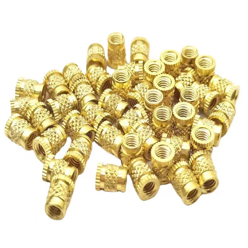 Customized  M7 M8 With gear Head Thread Copper Stud Grooved latticed  Knurled  Hot Melt Brass Insert Nut For Plastic Housing