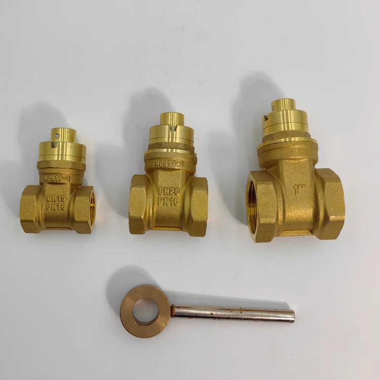 Water Meter Front Anti-theft Locking gate Valve, with Key Brass Magnetic gate valve