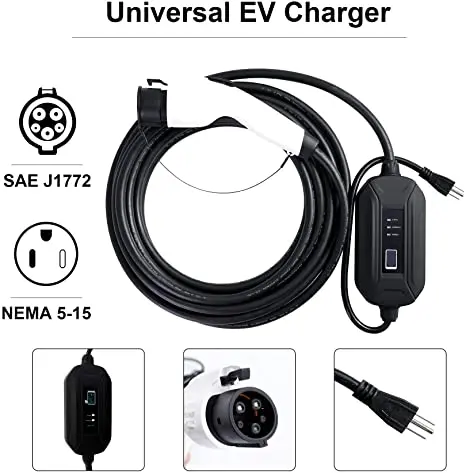 fisher Portable EV charger EVSE 16A adjustable 8A 10A 13A 16A with Type 1 EV connector portable electric car charging station