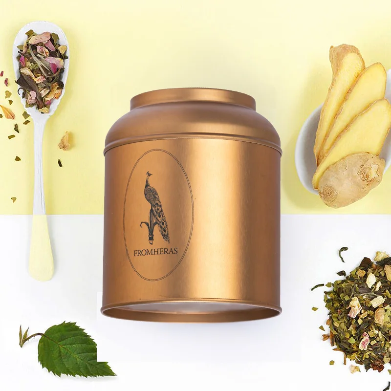 Factory Food Grade Sealed White Black Custom Tea Tin Box Big Round Coffee Double Lids Tea Tins Small Green Tea Tin Can