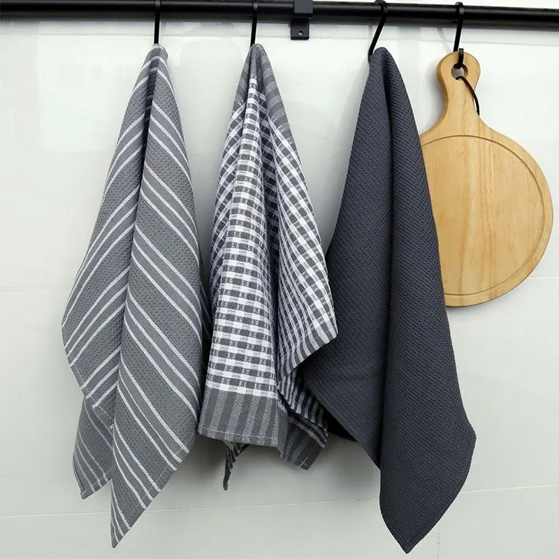 Hot Sale Wholesale Custom 100% Cotton Tea Cloth Waffle Kitchen Towel Set