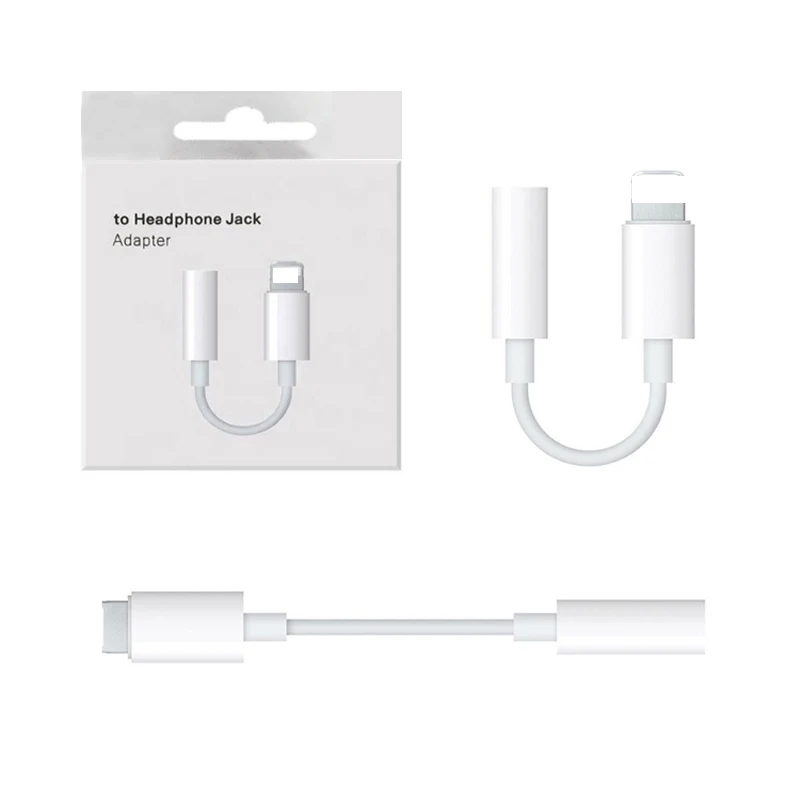 wholesale audio adapter 8 pin cable to 3.5mm adapter With Box AUX Headset Adapter jack headphone for iphone