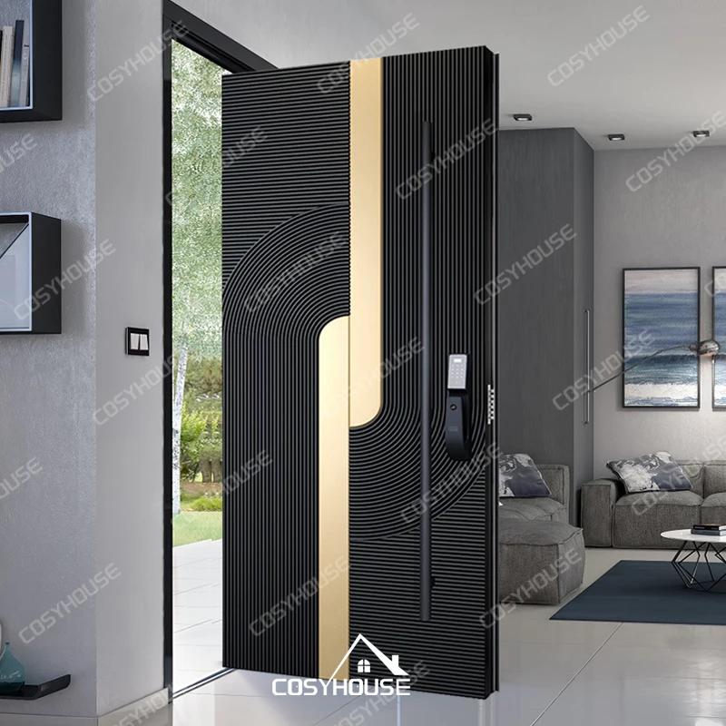 New Modern Italy Design Hot Sale Metal Other Front Entry Door Cheap Price Exterior Steel Security Entrance Doors For Houses