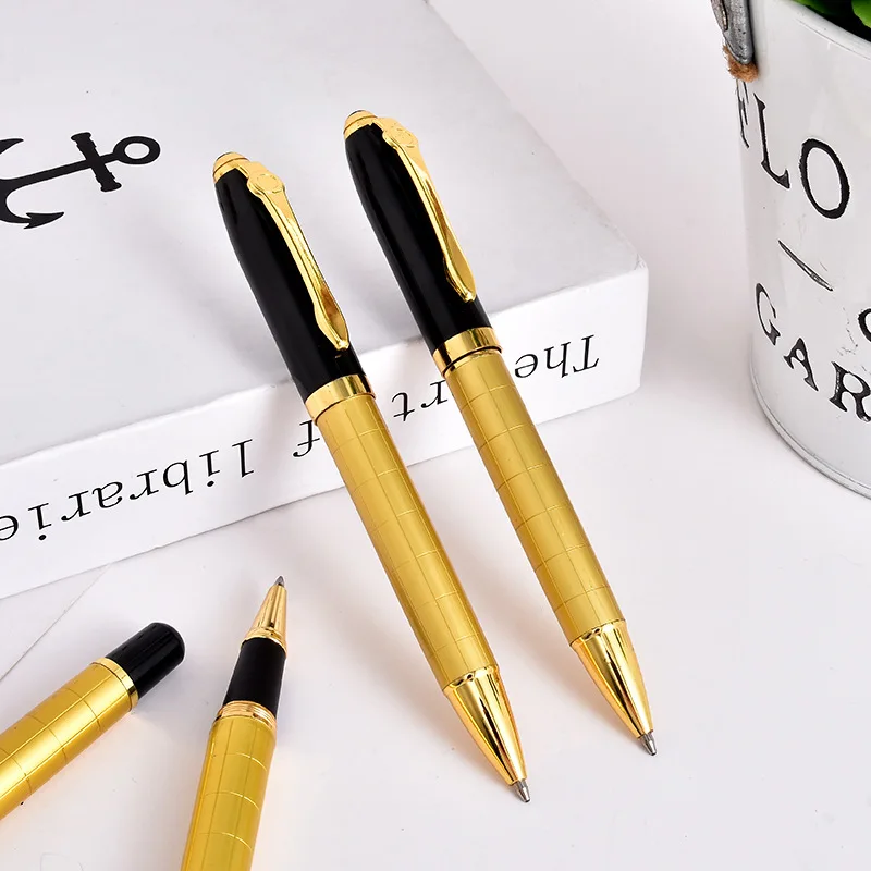 Ballpoint pen gold-plated gold signature square checkered signature business office pen
