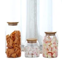 empty high borosilicate glass jars glass unique jars containers with acacia wood lid
