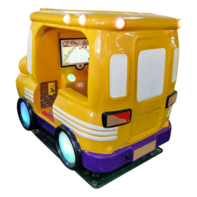 new Video Game School Bus Kiddie Rides Machine Screen Durable Fiberglass 17 Inch  Coin Operated kiddie rides for sale