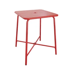 Wholesale bistro restaurant red square metal frame table/ industrial iron dining table