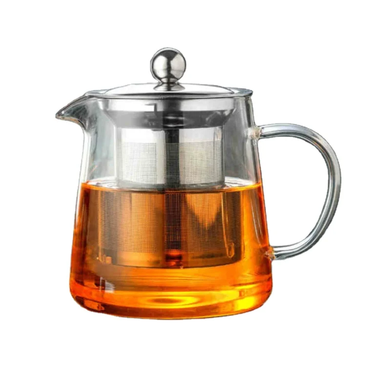 Стеклянный чайник круглой формы из боросиликатного стекла 550 мл с заварником, стеклянный чайник с фильтром