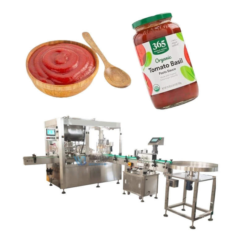 WB-JG4 Fully Automatic Ketchup Tomato Sauce Salad Dressing Paste and Sauce Glass Jar Filling Machine Filling Production Line