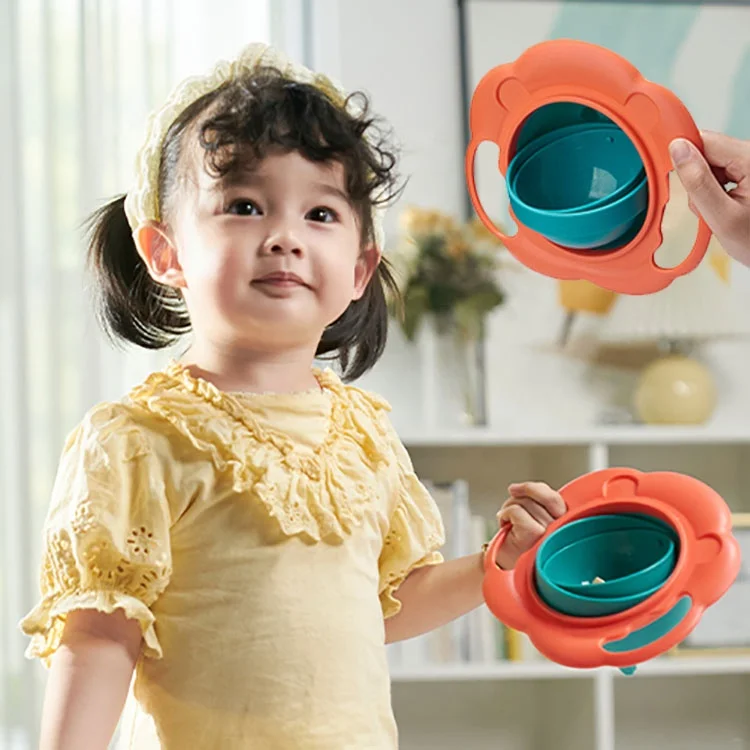Cartoon Lion Spill-Proof Children Balance Bowl Magic Gyro Bowl 360 Degrees Rotate Baby Bowl