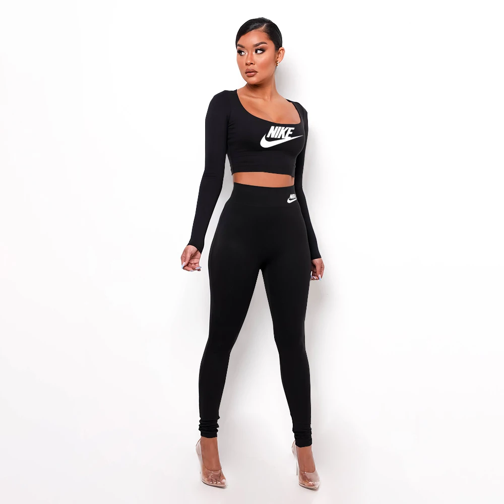 Весна-Осень 2021, женские повседневные спортивные костюмы Nike, спортивный костюм, Модные дышащие комплекты для бега, спортивная одежда