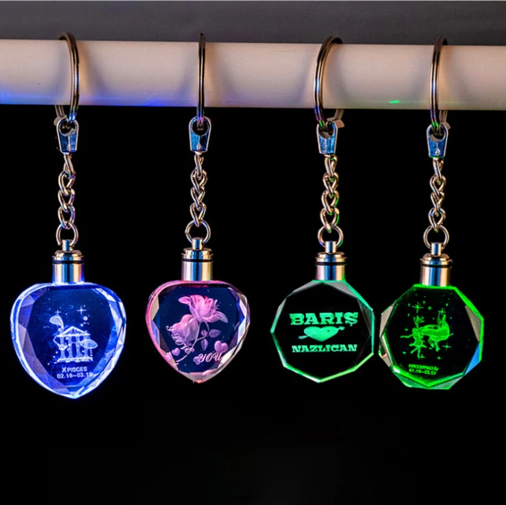 Flashlight Keychain Led Ball Party Crystal Sphere Led-Reflective-Keychain Natural Healing Led Crystal Ball Keychain