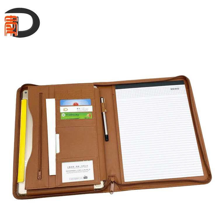 2023 Amazon Hot PU leather a4 File Documant Folder Portfolio Can Be Custom Conference signature folder