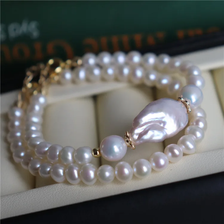Aimgal fashion jewelry  S925 Silver Minimalist Retro AAA Baroque Freshwater pearls bracelet
