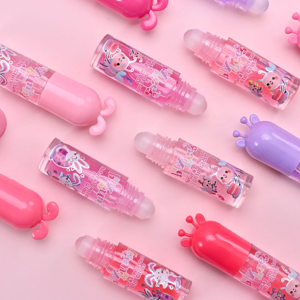 Mini Lip Gloss Color Lipstick Waterproof Roll bead lip glaze Stick Lip Balm Female  Jelly Lipstick