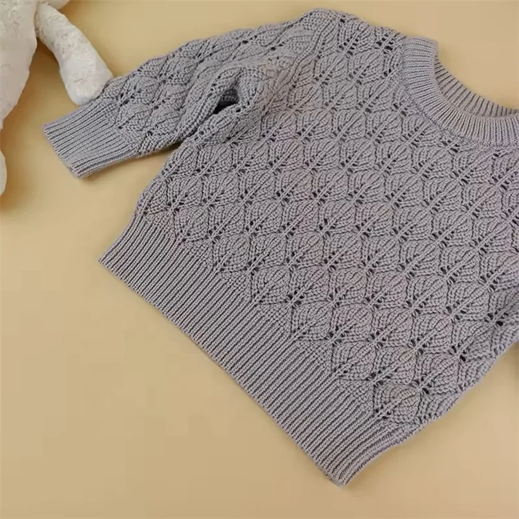 High Quality Cotton Chunky Knit Baby Sweaters Winter Pullover for Girls and Boys Solid Color Knitted Clothing Set