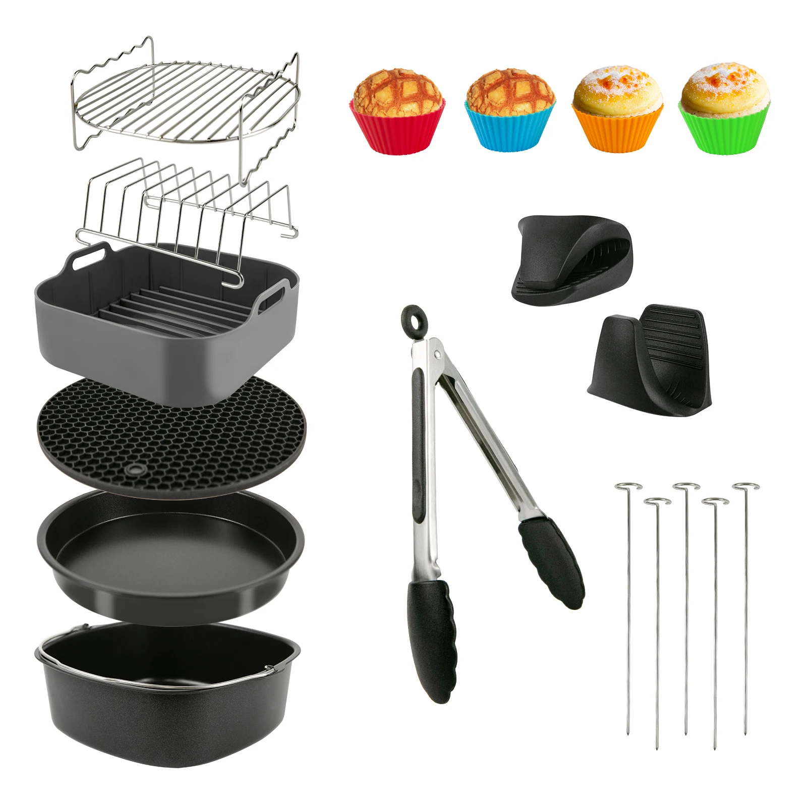 Square Air Fryer Accessories  8 Inch XL Deep Fryer Accessories  Fit 3.6QT-6.8QT Square Air Fryer Accessories