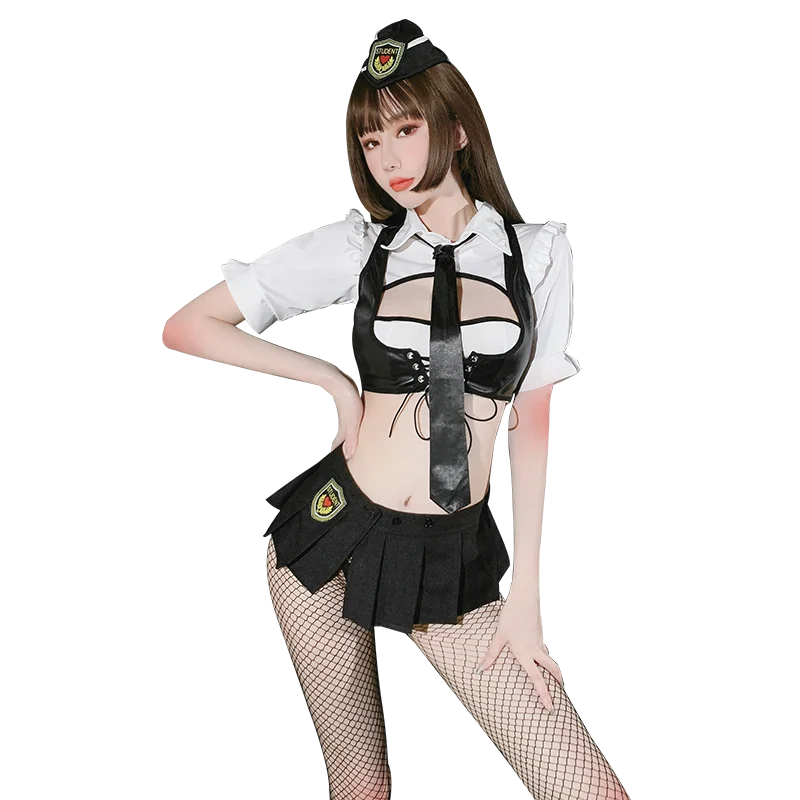 Wholesale top quality babydolls temptation sexy stewardess uniform with Pleated skirt