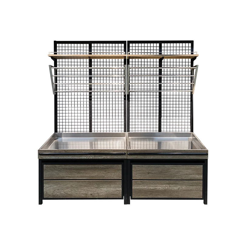 single side Supermarket shelf Cosmetic Store Supermarket Gondola RunDa Steel wood Gondola shelving Display racks