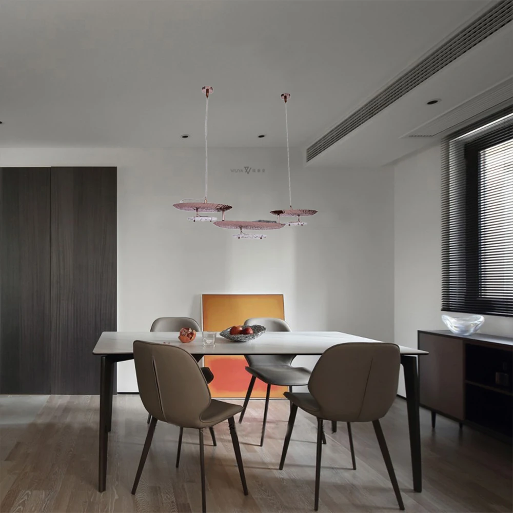 Modern italy design Simple design Oval purple brass handcrafted glass LED chandeliers pendant lights dining table chandelier