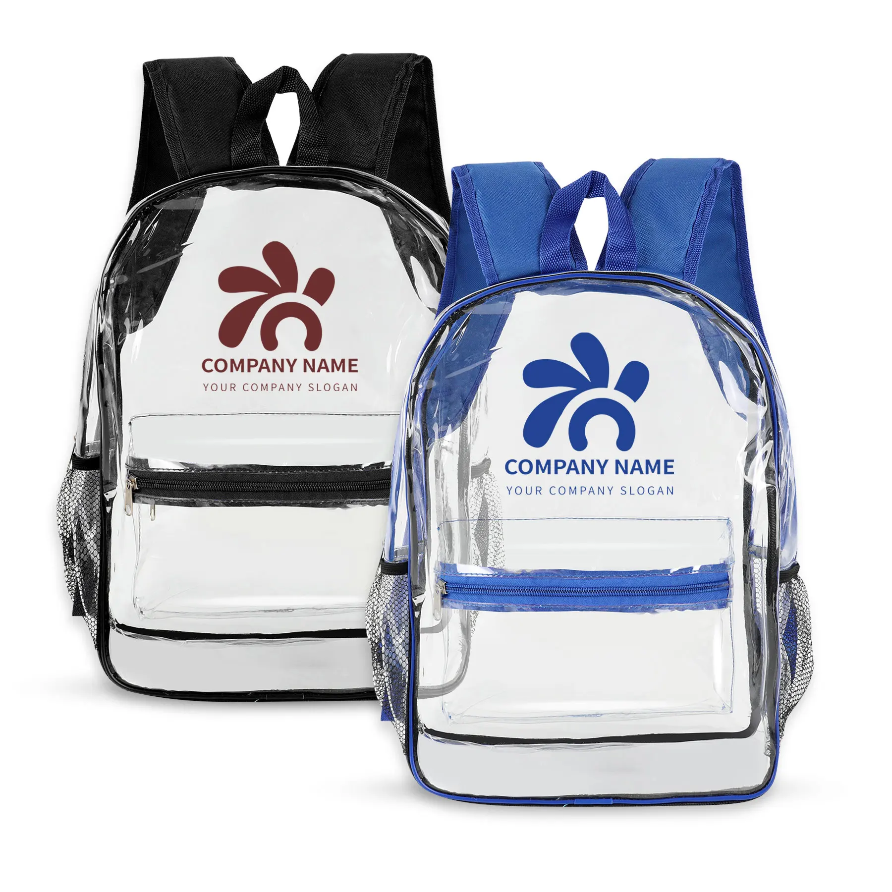 Branded Custom Wholesale Plastic Backpack Students Children Transparent PVC Clear Back Pack Kids School Bag