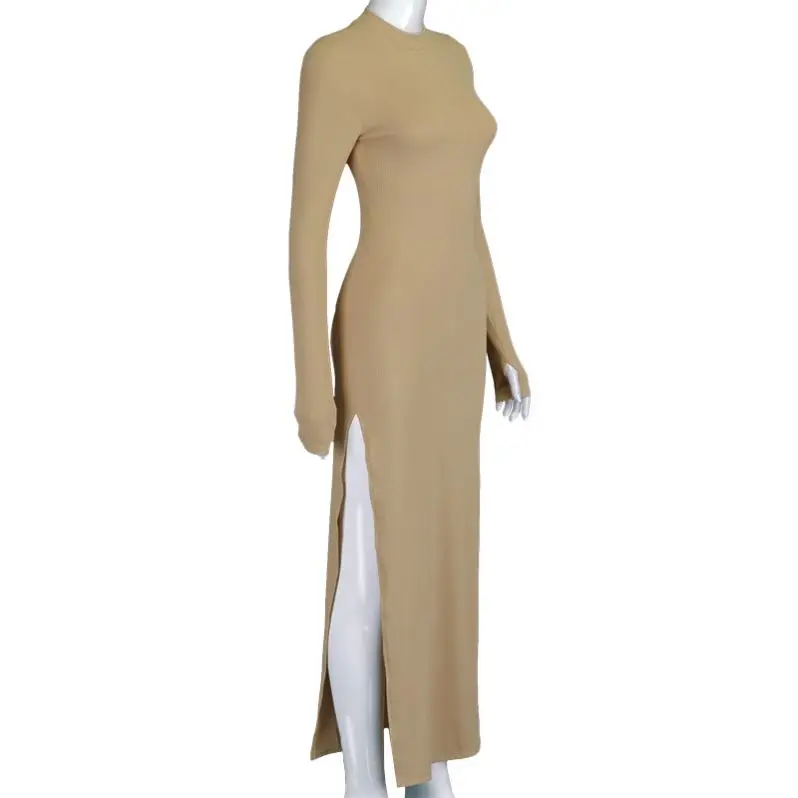 
A2D Long Sleeve Turtleneck Dress Fashion High Waist Split fall clothing for women 