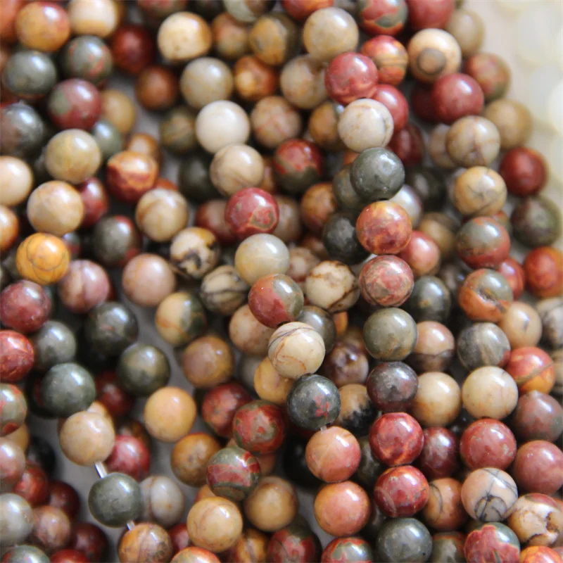 Factory Wholesale 4mm & 6mm round Natural Picasso Jasper Beads for Bracelet Making for Jewelry Making
