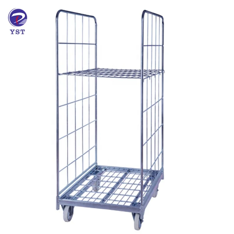 2 side express logistics demountable steel wire mesh storage roll container