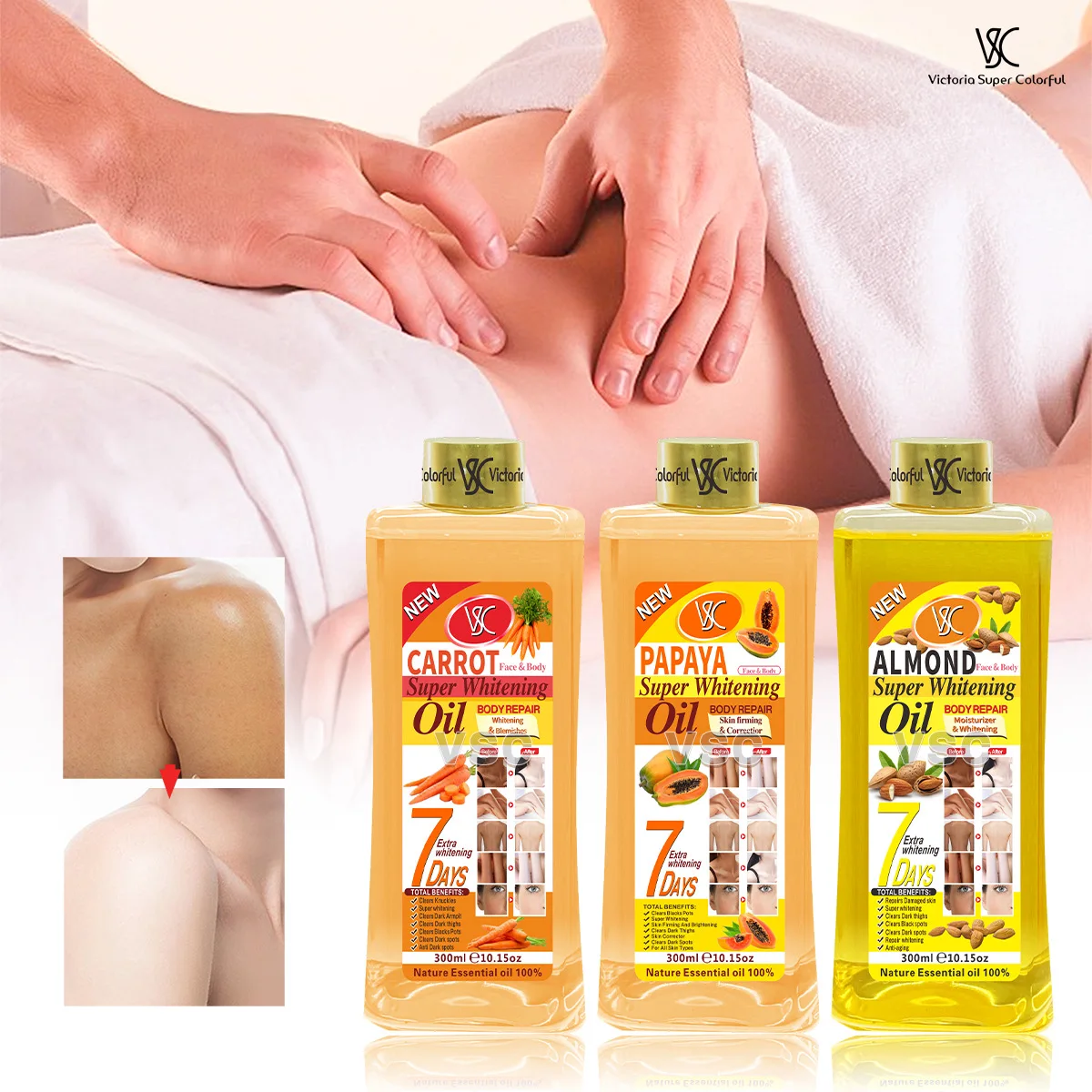 Vitamin C Whitening Skin Carrot Massage Oil Face & Body Brighten Nourishing Anti-aging Spots Wrinkle Skincare Essential Oil