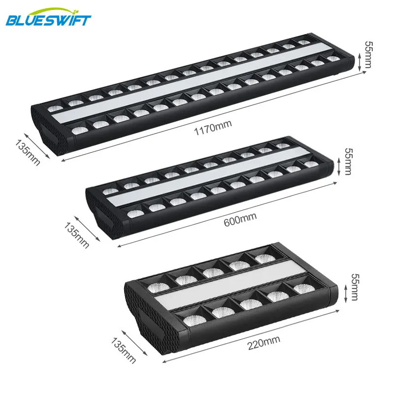 Supermarket shelf display lighting track or suspension installation  bilateral adjustable shelf light