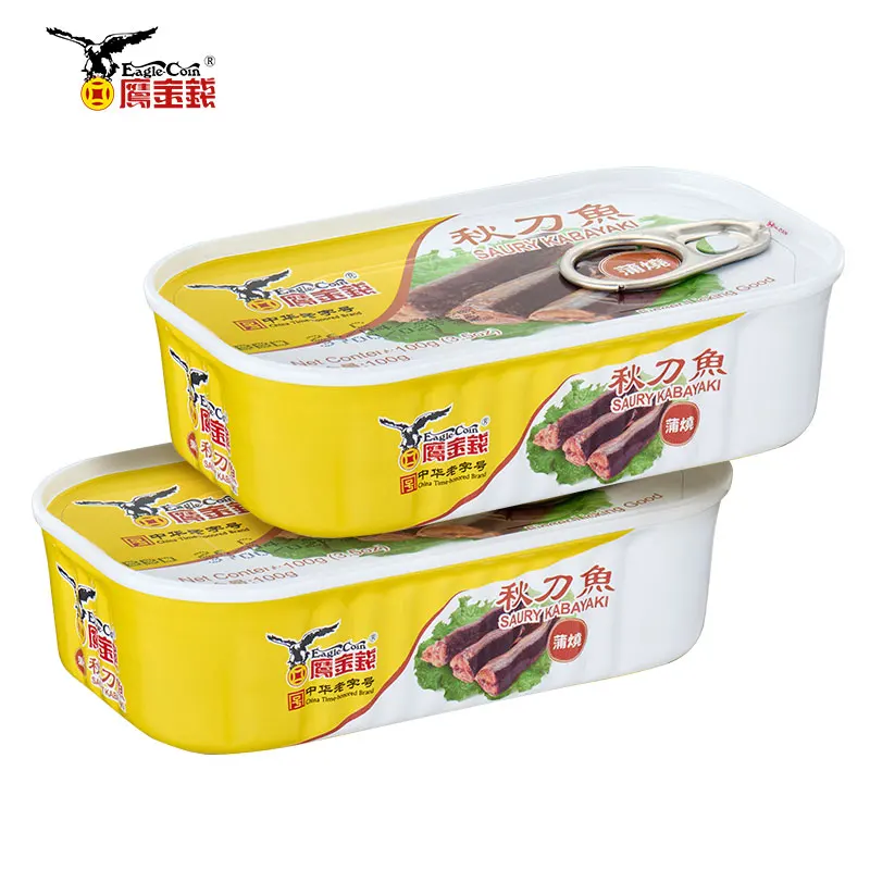 Поставщик консервных продуктов, жестяная банка для рыбы kabayaki, домашняя жареная рыба saury, здоровый продукт, консервированные морепродукты saury