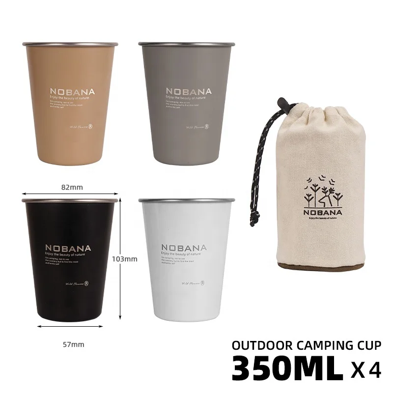outdoor camping cup custom logo stainless steel 304 cup camping picnic barbecue beer water drink cup 4pcs Set tea