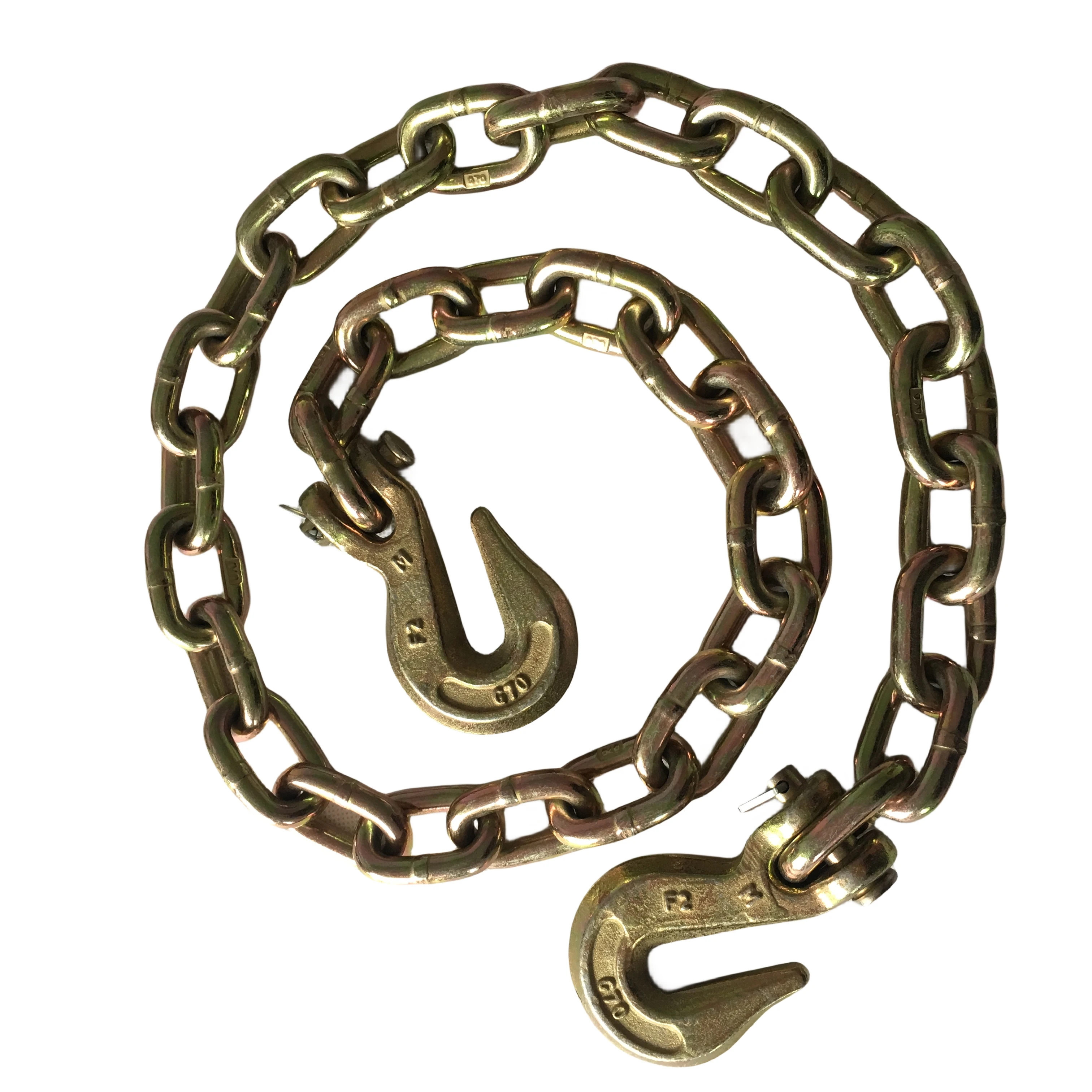 Tow Truck Chains Yellow Zinc Transport Chain G70 Tow Down Chain With Clevis Hook