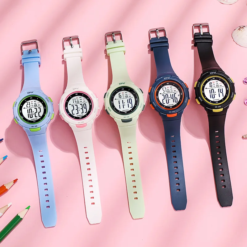 New-Design-Fashion-Kids-Digital-Watch-Silicon Strap LCD Display Alarm Chronograph Date Week Electronic Watches for Boys Girls