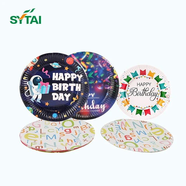 Birthday Disposable Tableware Set Party Paper Plate Disposable Plate Tableware Dinnerware Set Party Supplies Custom