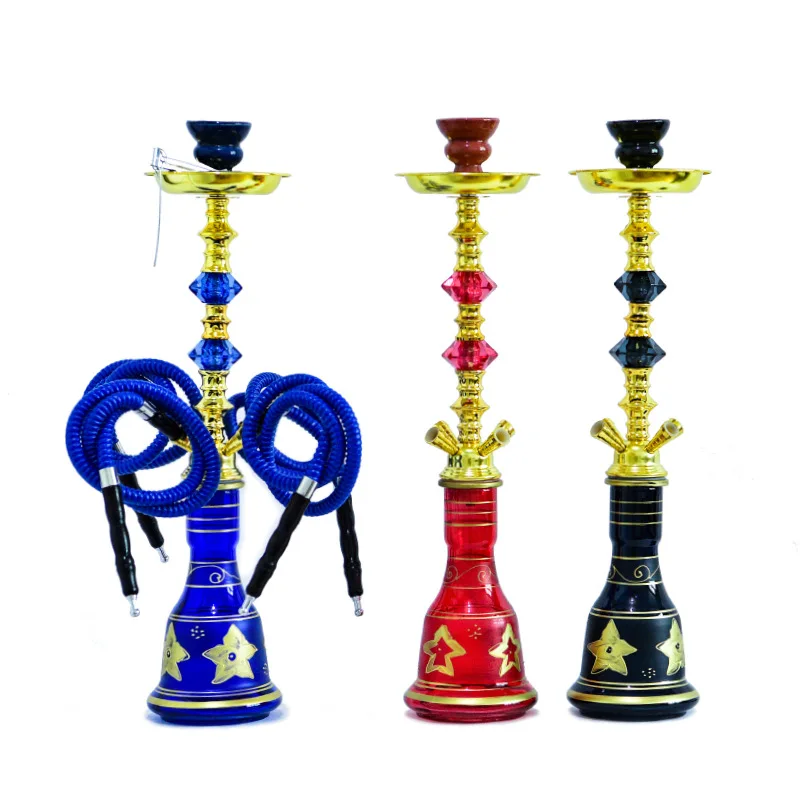 
Portable wholesale supply of cheap Arabian glass hookah, a full set of medium-sized hookah four-hose hookah set 