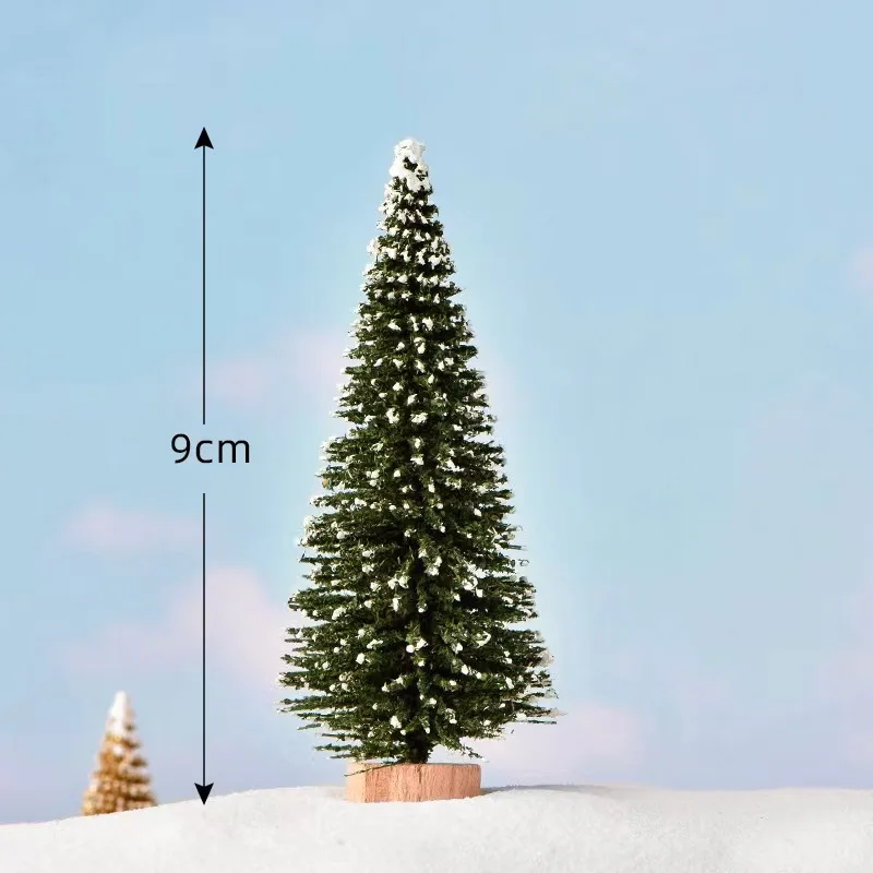 new arrival Christmas Decorations Green Branch Miniature Christmas Tree Stained With White Cedar cake decoration Christmas Tree