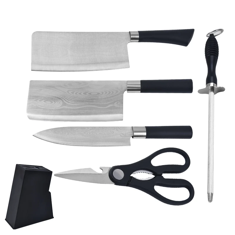 Высококачественный набор кухонных ножей, профессиональная точилка для мяса, ножницы, стальной нож