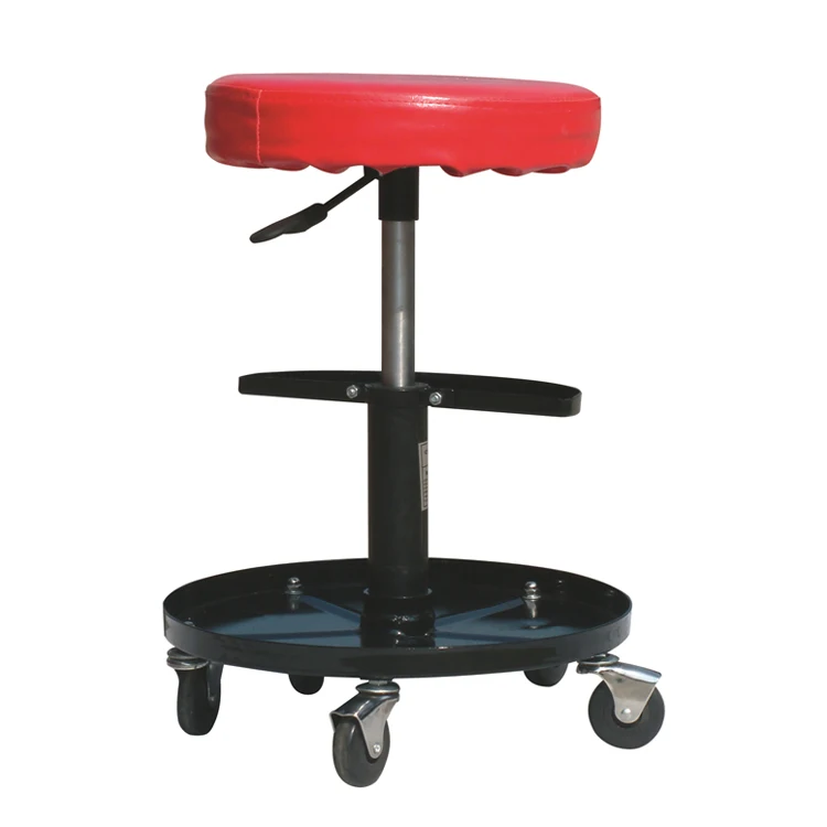 Pneumatic Car Repair Ajustable Creeper Seat Workshop Round Stool Creeper Seat with Additional Tool Tray
