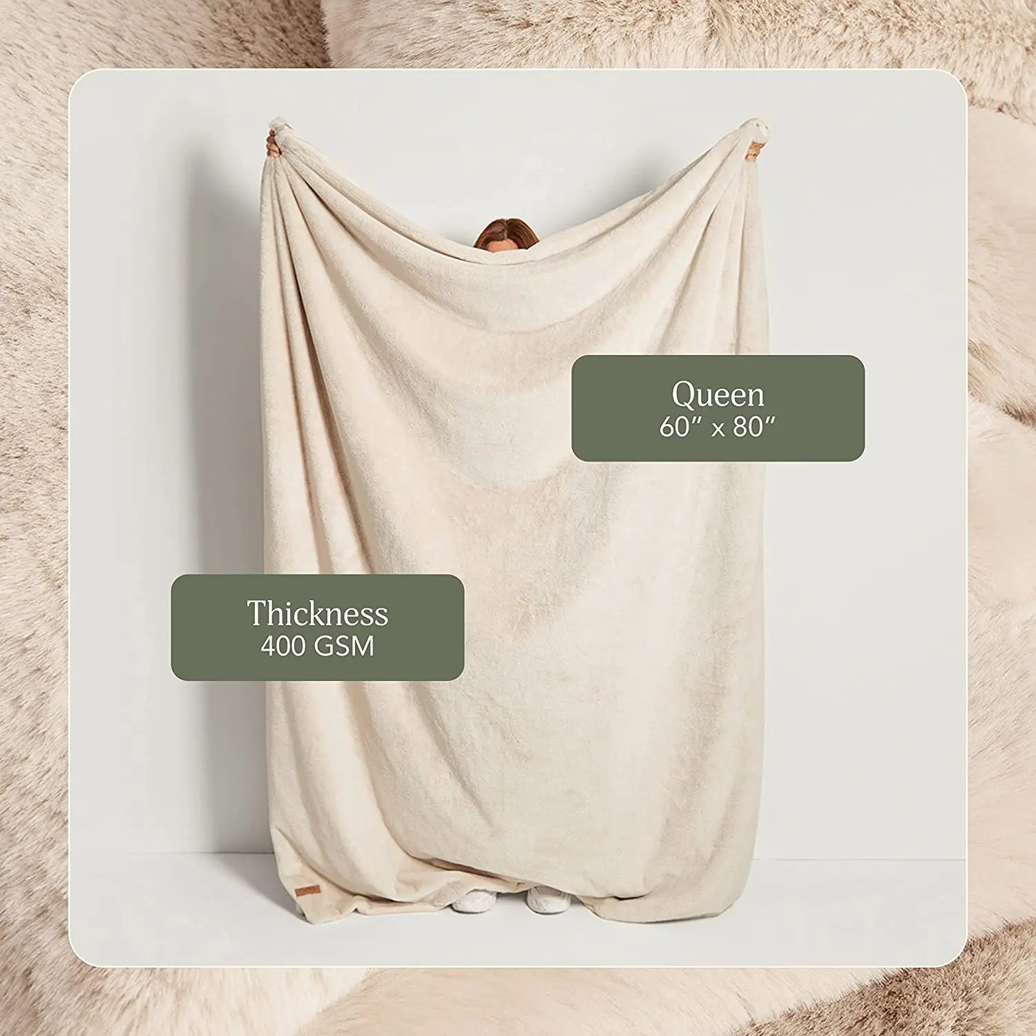 Durable Lightweight Extra Soft Microfiber Solid Color Faux Rabbit Fur Throw Blanket for Sofa Couch