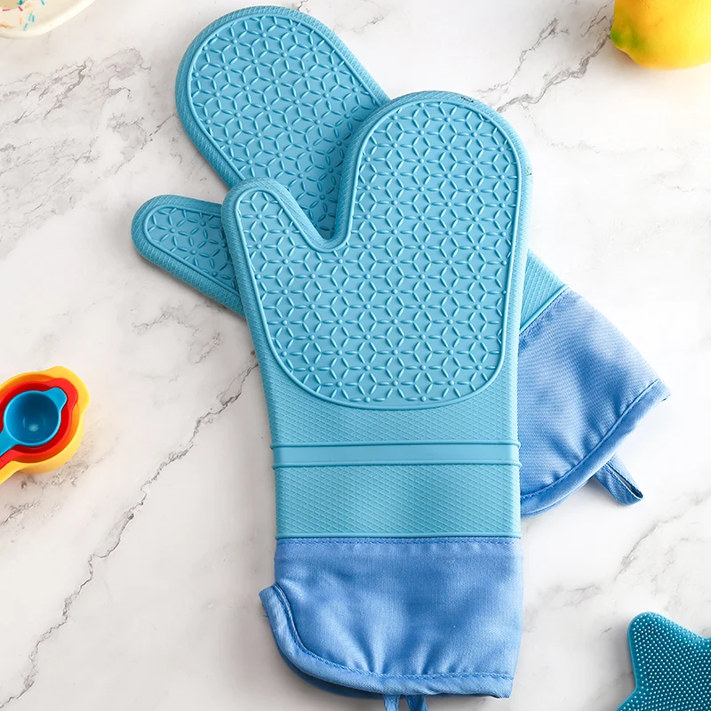 Custom Extra Long Quilted Liner Professional Silicone Oven Mitts