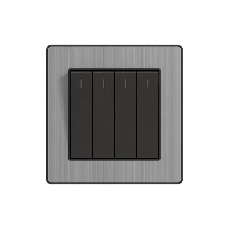
Songri brushed customized good quality stainless steel panel UK 10A 4 gang electric wall light switch 