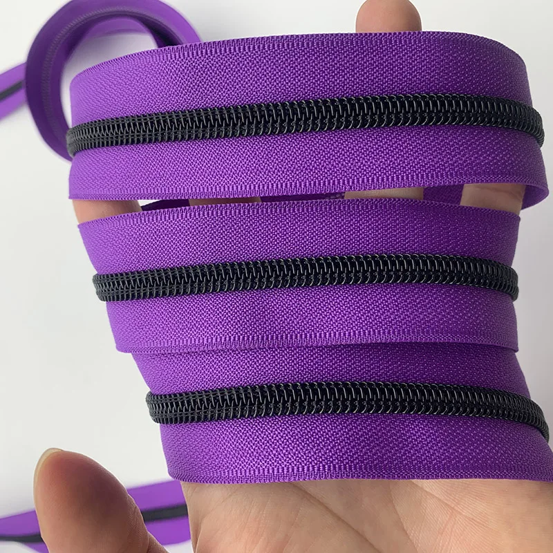 Hot Sale Nylon Zipper Manufacture Fancy #5 Open End Metal Zip Colorful Plastic Zipper Tape For Bags