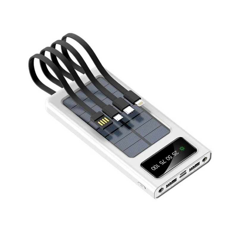 30000mAh 20000mAh 10000mAh Slim Portable Solar Panel Charger Powerbank Solar Power Bank Comes Cable For All Phones