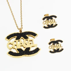 18k Gold Plated Necklace Earrings Famous Brand 316 Stainless SteelJewelry Set For Women Joyas