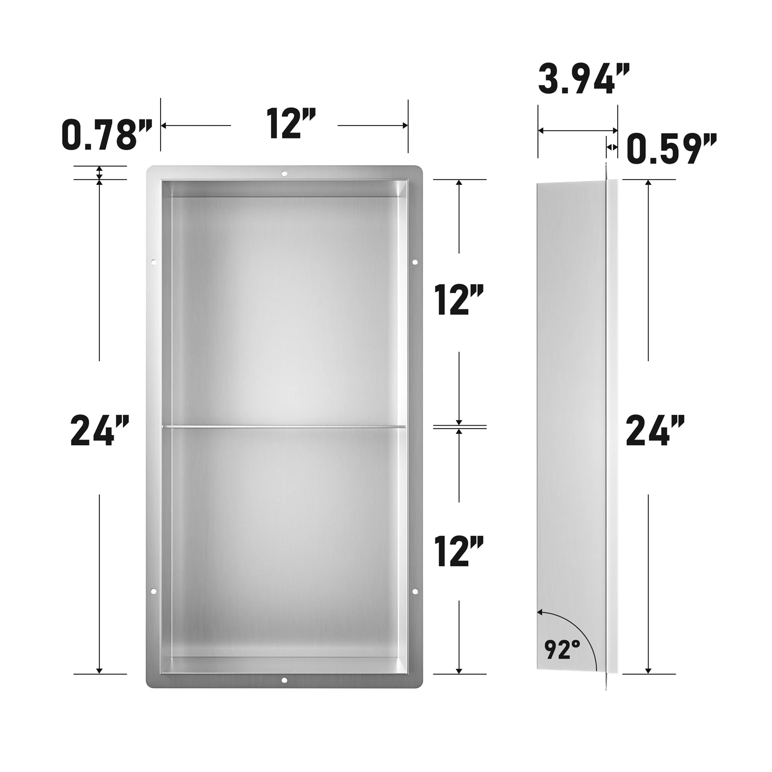Modern Wall-Mounted Stainless Steel Shower Niche With Double Brushed Gold Black Metal Shelves Bathroom Accessories for Hotels