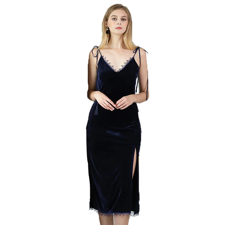 Wholesale Long Nylon Satin Mature Women Sexy Sheer Nightgown