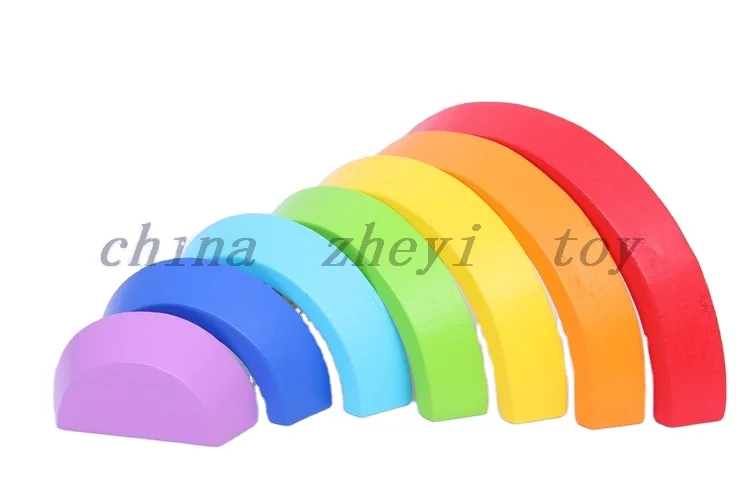 Factory direct sale kids toys wooden small Rainbow building blocks toys in china wholesale  education baby toys games parts